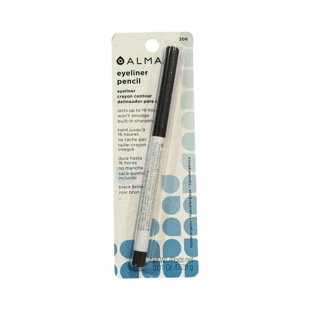 Almay Eyeliner Pencil 206 Black Brown Longwear Hypoallergenic Built-in Sharpener